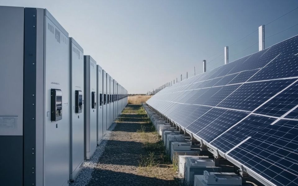 PV-Freifläche mit Batteriespeicher am gemeinsamen Anschluss