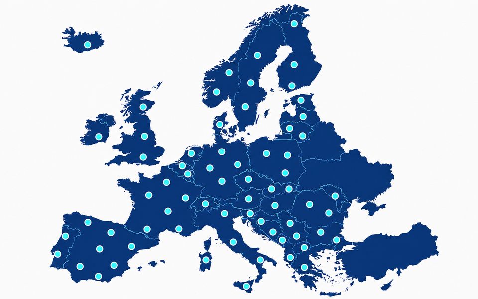 Standortkarte über Europa (Multi-Site)